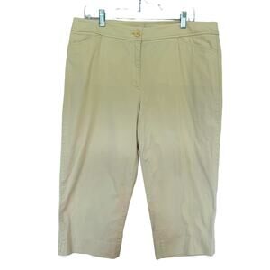 Talbots Wms Tan Casual Stretch High Rise Cropped Capri Pants Size 14 Neutral